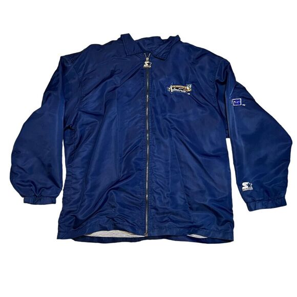 Amsterdam Admirals Windbreaker Starter Jacket Size XL Blue Full Zip Chest Logo - Picture 2 of 8